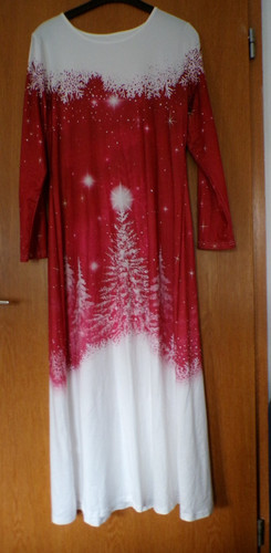 Weihnachtskleid maxi weiß rot - weihnachtskleid,