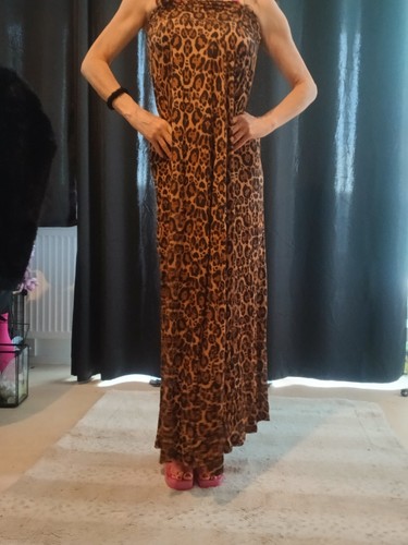 Leopard bodenlang kleid - leopard,